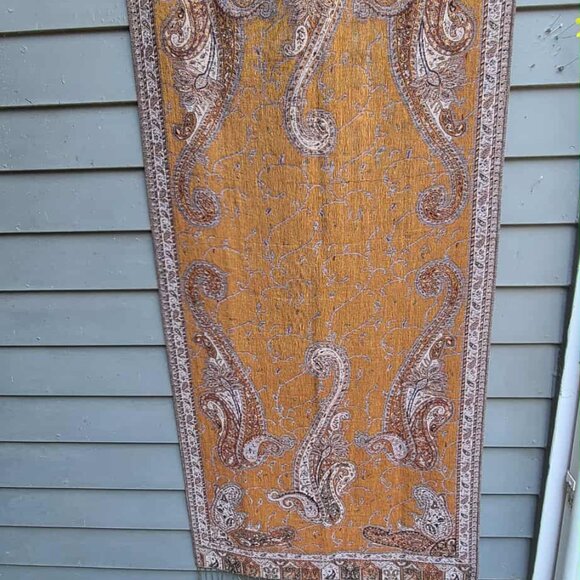 Denim Blue Brown Gold Pashmina & Skilk Pashmina - Picture 8 of 15